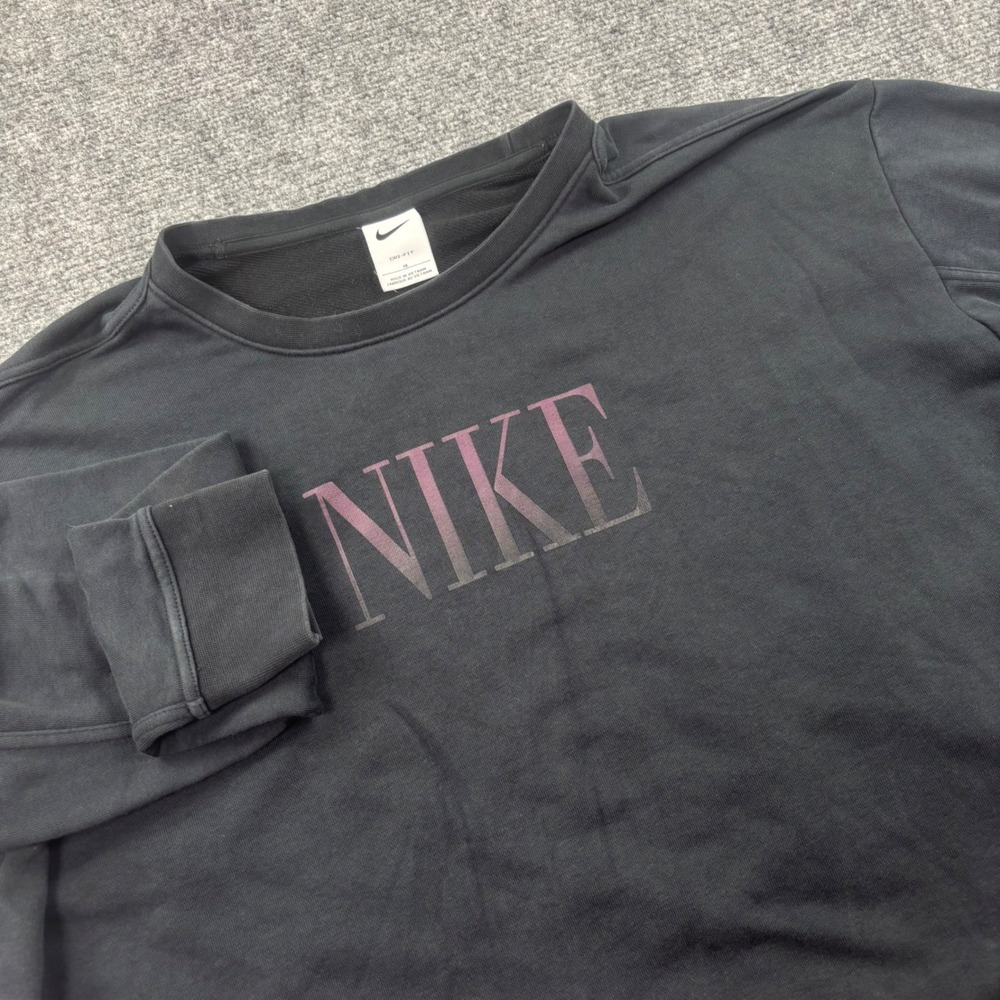 Nike Dri-Fit Sweatshirt‎ 1X Black Graphic Pullover Crewneck DM3971-010 Women's